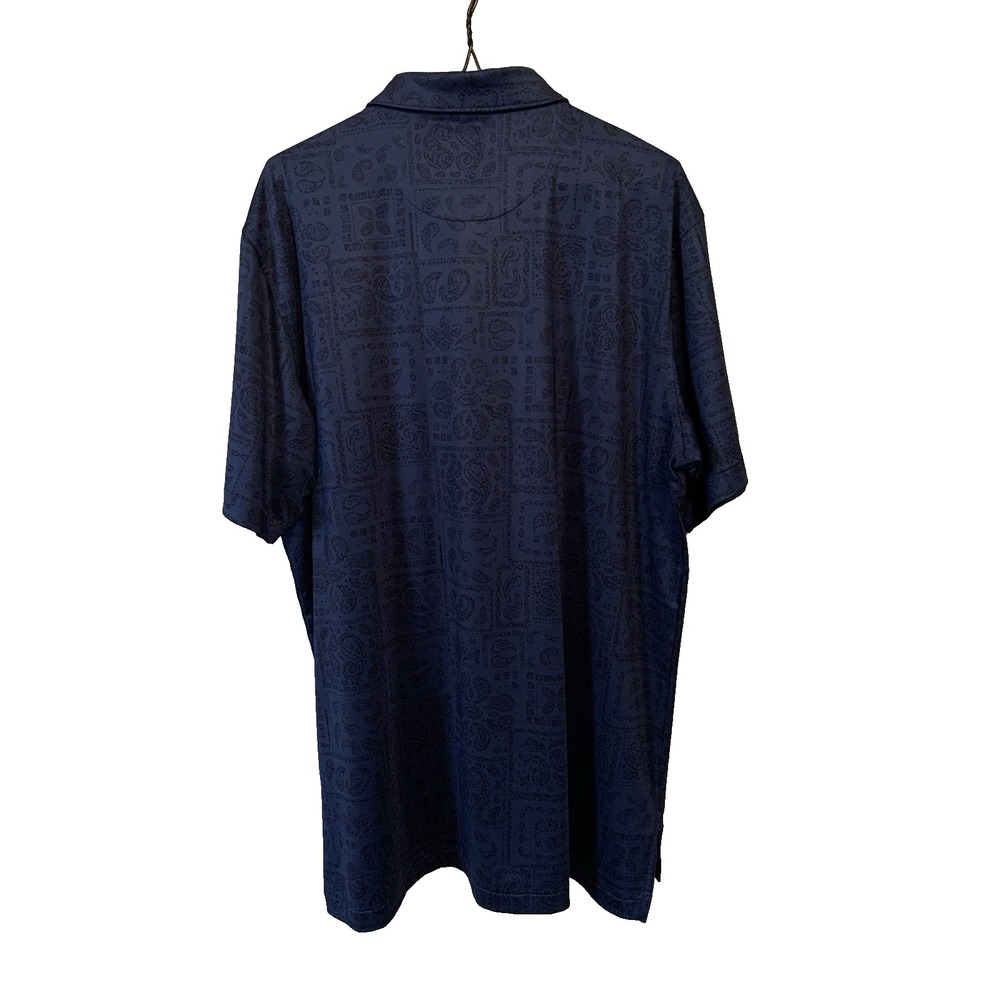 Peter Millar Summer Comfort Men's Polo L Short Sleeve Dark Blue Paisley - Picture 10 of 16